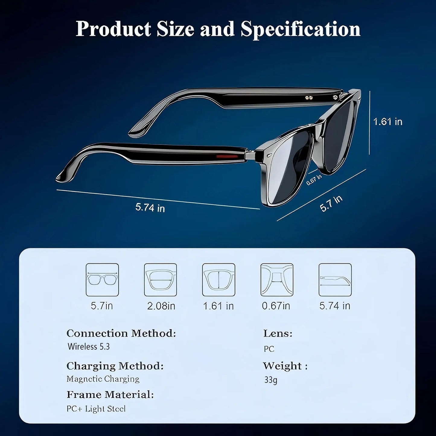 Smart AI translation glasses equipped with anti-blue light lenses, supporting real-time application translation in 164 languages