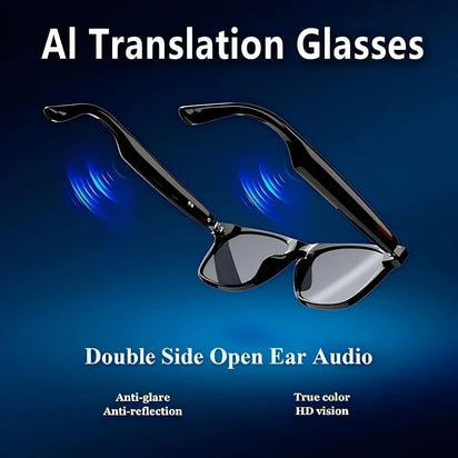 Smart AI translation glasses equipped with anti-blue light lenses, supporting real-time application translation in 164 languages
