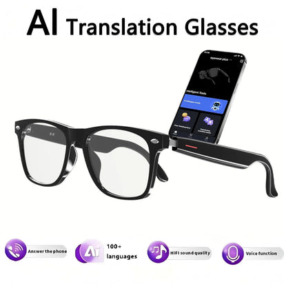 Smart AI translation glasses equipped with anti-blue light lenses, supporting real-time application translation in 164 languages